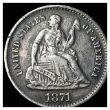 1871-S Silver Half Dime NEARLY UNCIRCULATED