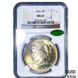 1923 CAC Silver Peace Dollar NGC MS65