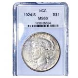 1924-S Silver Peace Dollar NCG MS66