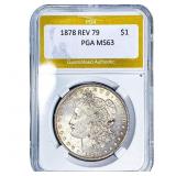 1878 Rev 79 Morgan Silver Dollar PGA MS63