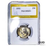 1932 Washington Silver Quarter PGA MS64+