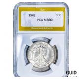 1942 Walking Liberty Half Dollar PGA MS66+
