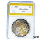 1887 Morgan Silver Dollar PGA MS63+ Toned