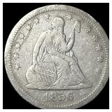 1856-O Silver Seated Liberty Quarter LIGHTLY CIRCU