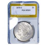 1878-S Morgan Silver Dollar PGA MS64