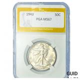 1943 Walking Liberty Half Dollar PGA MS67