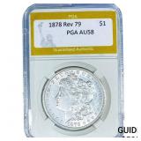 1878 Rev 79 Morgan Silver Dollar PGA AU58