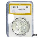 1934-S Silver Peace Dollar PGA AU58