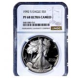 1992-S Silver Eagle NGC PF68 Ultra Cameo