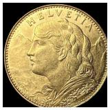 1922-B Gold 10 Francs Switzerland UNCIRCULATED