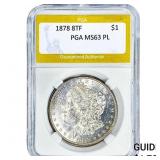 1878 8TF Morgan Silver Dollar PGA MS63 PL