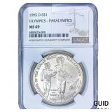 1995-D Olympics-Paralympics Silver $1 NGC MS69