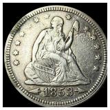 1853 Arrows Seated Liberty Quarter NEARLY UNCIRCUL