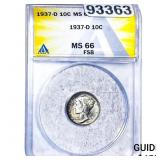 1937-D Mercury Silver Dime ANACS MS66 FSB
