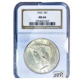 1923 Silver Peace Dollar NGC MS64