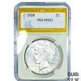 1928 Silver Peace Dollar PGA MS63