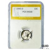 1945-D Mercury Silver Dime PGA MS68