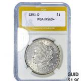 1891-O Morgan Silver Dollar PGA MS63+
