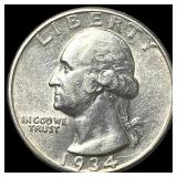 1934-D Silver Washington Quarter CLOSELY UNCIRCULA