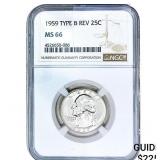 1959 Washington Silver Quarter NGC MS66 Type B Rev