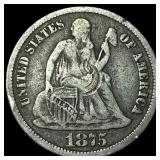 1875-CC Silver Seated Liberty Dime NICELY CIRCULAT
