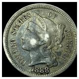 1888 Nickel Three-Cent Piece CLOSELY UNCIRCULATED