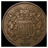 1865 Copper Two-Cent Piece NEARLY UNCIRCULATED