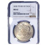 1878 Rev 78 Morgan Silver Dollar NGC MS62