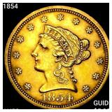 1854 $2.50 Gold Quarter Eagle CHOICE AU