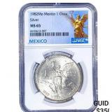 1982Mo Mexico Silver 1 Onza NGC MS65