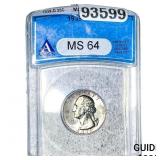 1939-D Washington Silver Quarter ANACS MS64