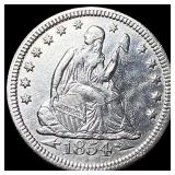 1854 Arrows Seated Liberty Quarter CLOSELY UNCIRCU