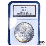 1887 Morgan Silver Dollar NGC MS65