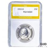 1932-D Washington Silver Quarter PGA MS64