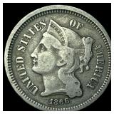 1866 Nickel Three-Cent Piece LIGHTLY CIRCULATED