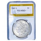 1887-S Morgan Silver Dollar PGA MS62+