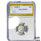 1908-D Barber Dime PGA MS63+
