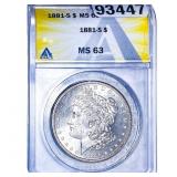 1881-S Morgan Silver Dollar ANACS MS63