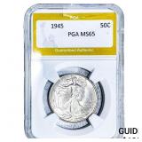 1945 Walking Liberty Half Dollar PGA MS65