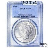 1934-D Silver Peace Dollar PCGS MS63