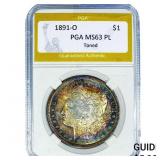 1891-O Morgan Silver Dollar PGA MS63 PL Toned