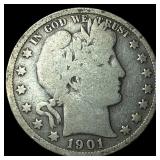 1901-S Silver Barber Half Dollar NICELY CIRCULATED