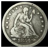 1854 Arrows Seated Liberty Quarter LIGHTLY CIRCULA