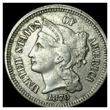 1870 Nickel Three-Cent Piece NEARLY UNCIRCULATED