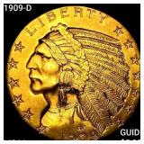 1909-D $5 Gold Half Eagle CHOICE BU+