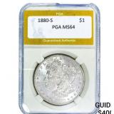 1880-S Morgan Silver Dollar PGA MS64