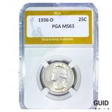 1936-D Washington Silver Quarter PGA MS63
