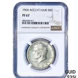1964 Kennedy Half Dollar NGC PF67 Accent Hair