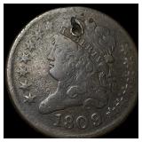 1809 Classic Head Half Cent (holed). NICELY CIRCUL