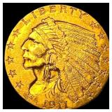 1911 Indian Head Gold $2.50 Quarter Eagle CLOSELY